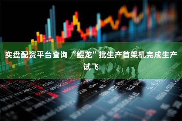 实盘配资平台查询 “鲲龙”批生产首架机完成生产试飞